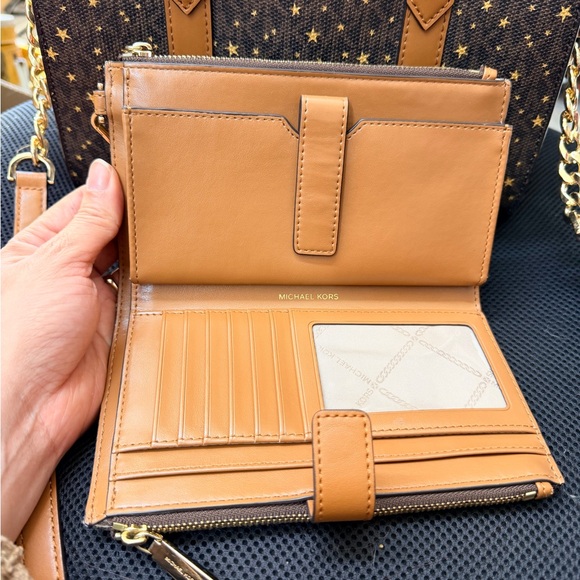 Michael Kors Starry Brown and Gold Satchel With Matching Wallet - Picture 8 of 14